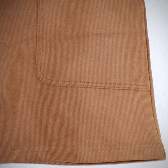 Zara Brown Retro Mini A-line Skirt M Front Pockets Concealed Back Zip Unlined - Picture 3 of 7